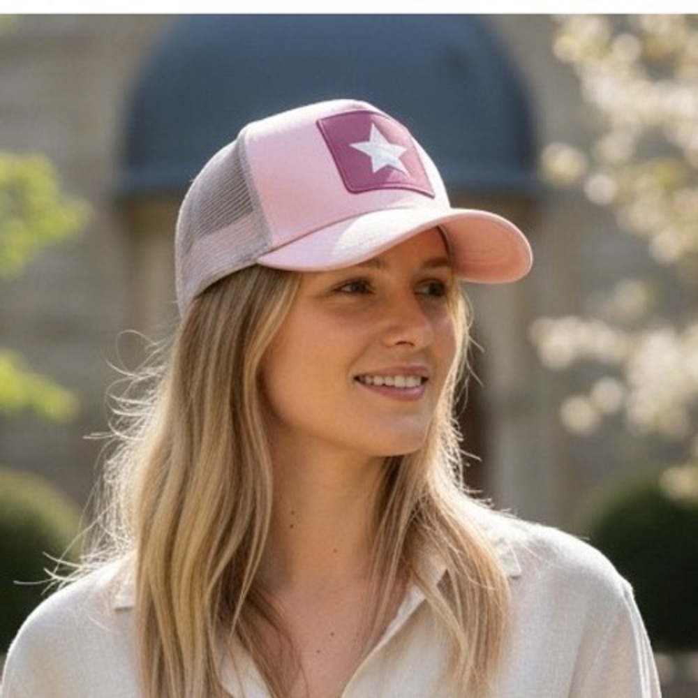 Vintage Havana Ava Star Trucker Hat Pink Gray Women One Size NWT
